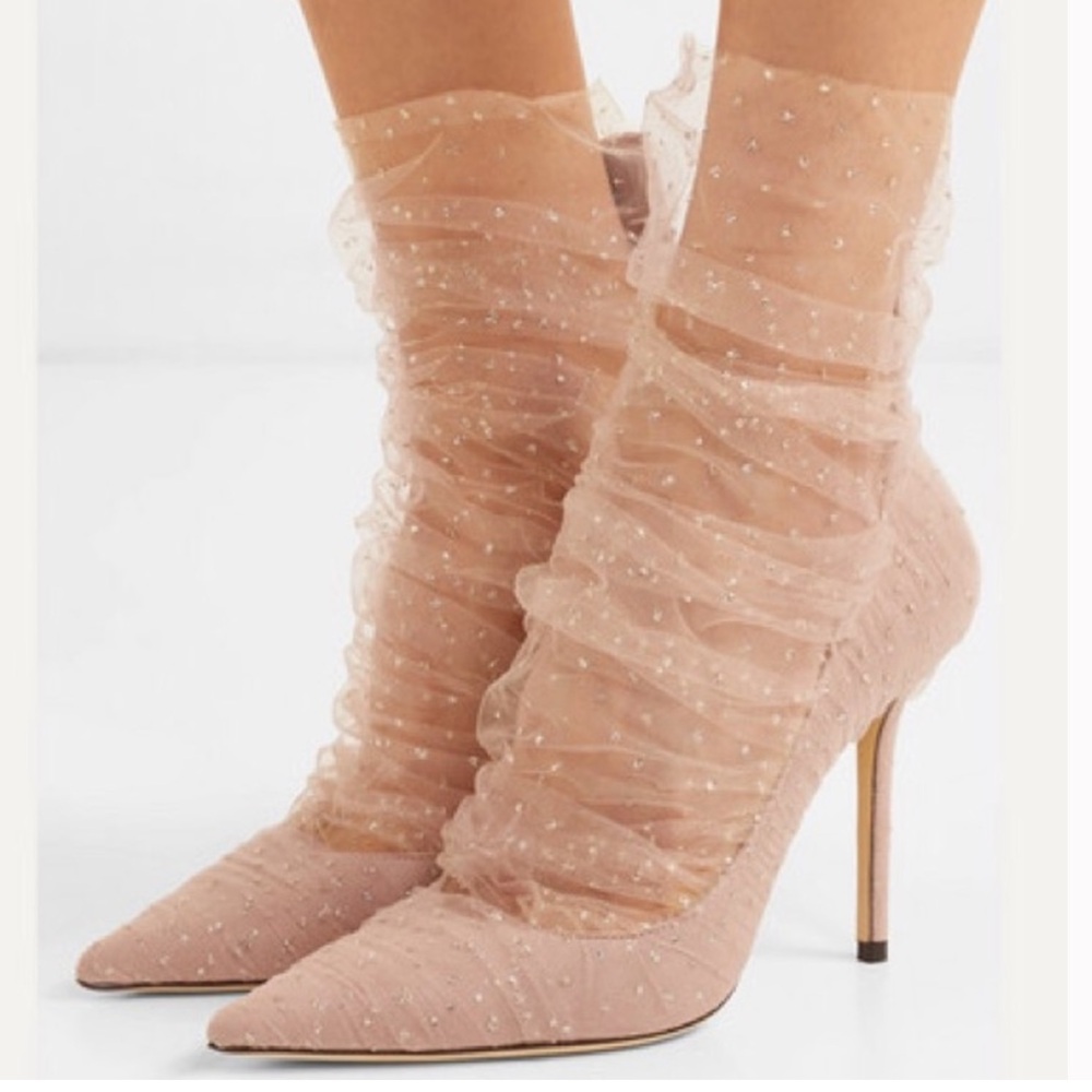 Jimmy Choo Lavish Heels Glitter Tulle Pump